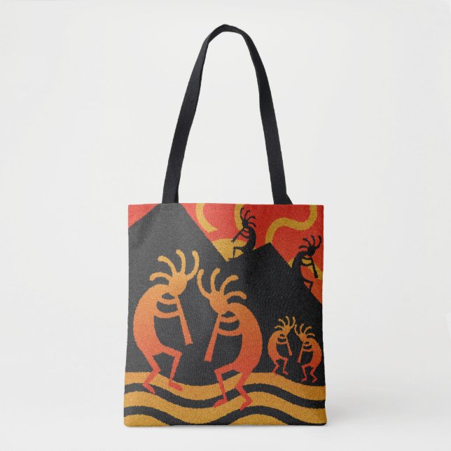 Bolsa Tote Sudoeste Design Kokopelli Tribal Sun (Frente)