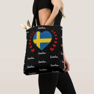 Bolsa Tote Suecia Flag & Heart, Swedish Flag fashion /sport