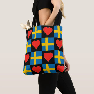 Bolsa Tote Suecia Sinalizador Coração Padrão Orgulho Patrióti