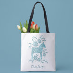 Bolsa Tote sueco Dala Horse Personalizado<br><div class="desc">Um bonito Cavalo Dala Sueco tradicional em verde e branco com tipografia de guião. Altere o nome para personalizar. Arte original de Nic Squirrell.</div>