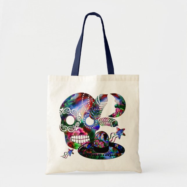 Bolsa Tote Sugarland Psychedelic Grinnin' Skull Mexicano (Frente)