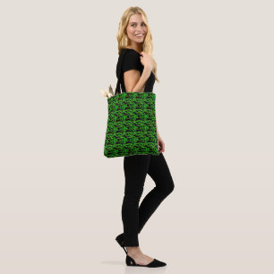 Bolsa Tote Sugestão preta verde de minúsculos padrões de limã
