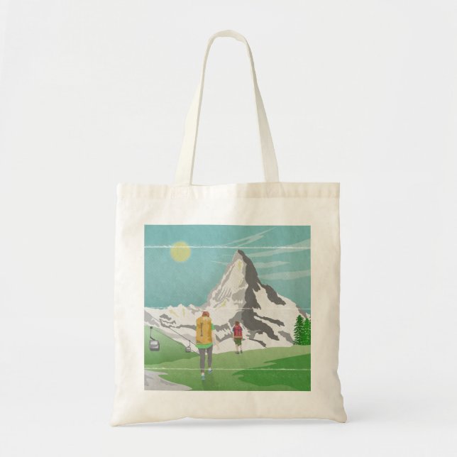 Bolsa Tote suiça de poster de viagens matterhorn (Frente)