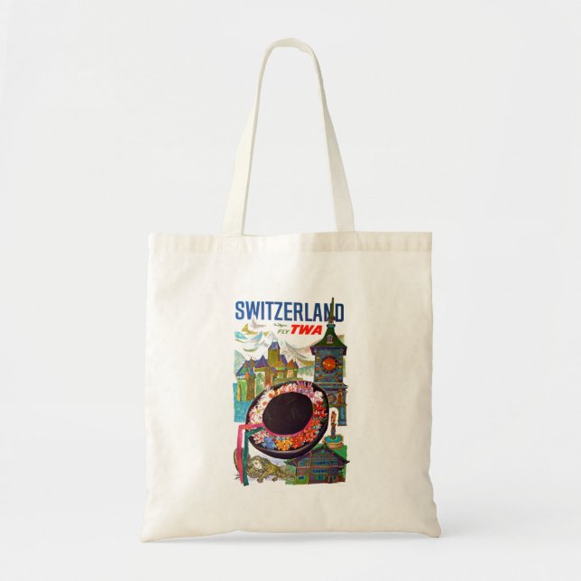 Bolsa Tote Suiça de Viagem de Vintage (Frente)