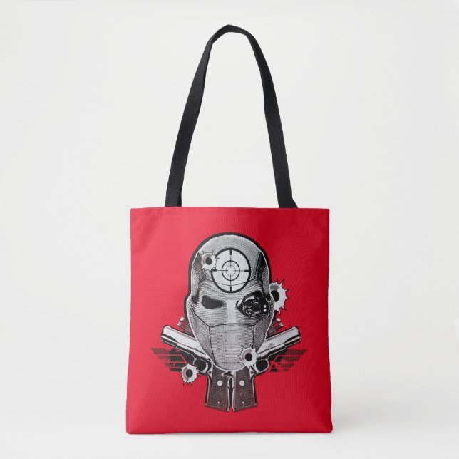 Bolsa Tote Suicide Squad | Deadshot Mask & Guns Tattoo Art (Frente)