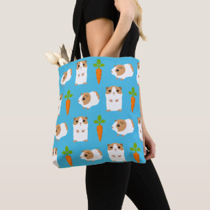 Bolsa Tote Suínos e Cenouras, Guiné-Bissau, padrão azul