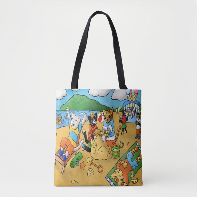 Bolsa Tote Summer Beach Cats (Frente)