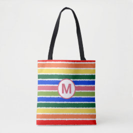 Bolsa Tote Summer Beach Divertido Arco-Íris Stripe Monograma