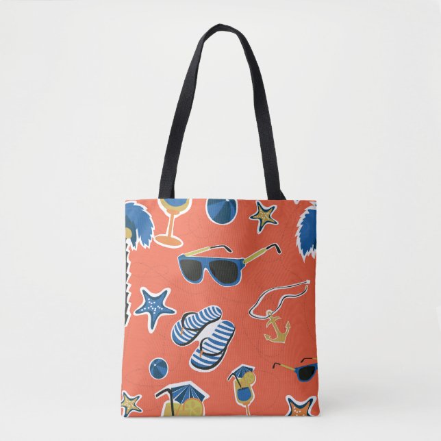 Bolsa Tote Summer Beach: Relaxando o Padrão Invisível. (Frente)