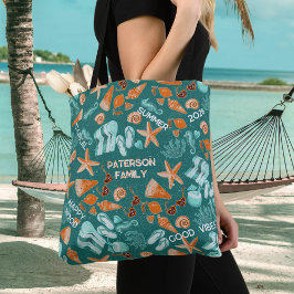 Bolsa Tote Summer Beach Vibes Family Trip Retro Teal Custom
