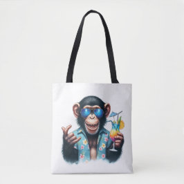 Bolsa Tote Summer Chimp Chillin - Óculos de sol e coquetel