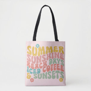 Bolsa Tote Summer Say Retro Beach Pôrs do sol De Café