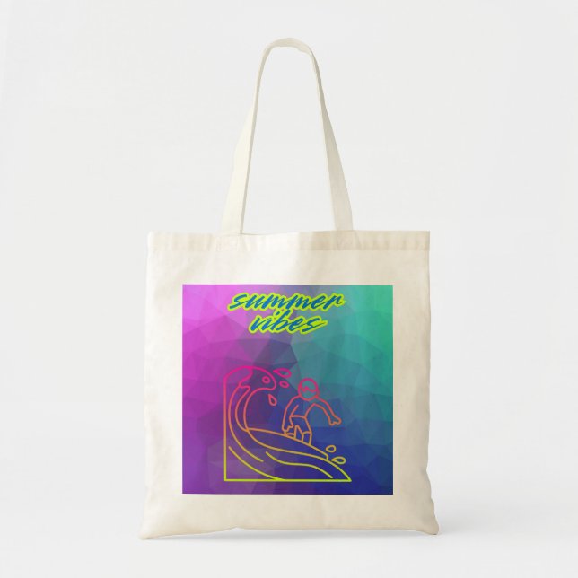 Bolsa Tote Summer vibe o garoto surfando. (Frente)