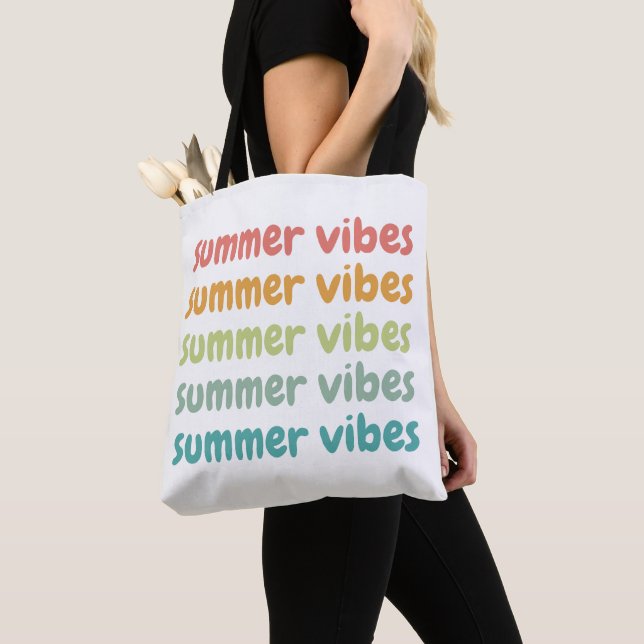 Bolsa Tote Summer Vibes Férias de Praia Retro Verão (Close Up)