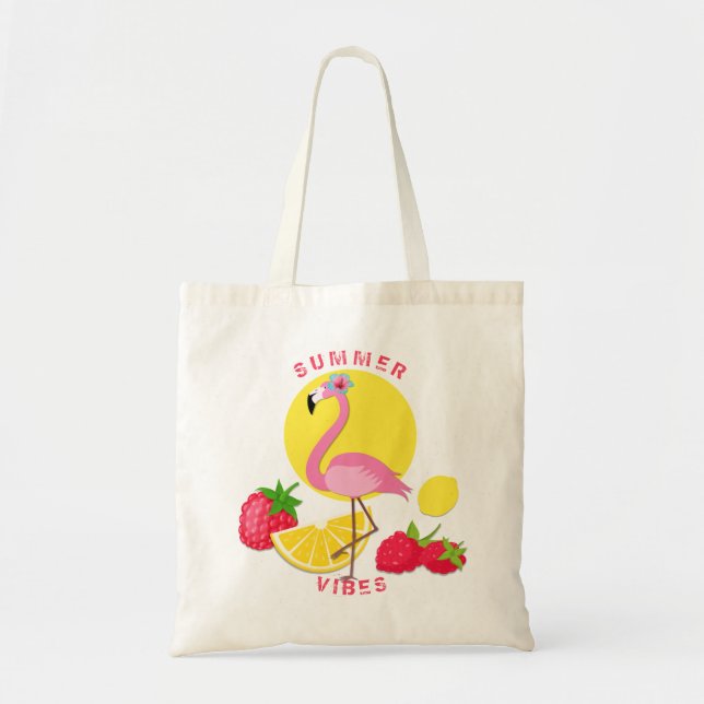 Bolsa Tote Summer Vibes Flamingo Raspberry Lemon (Frente)