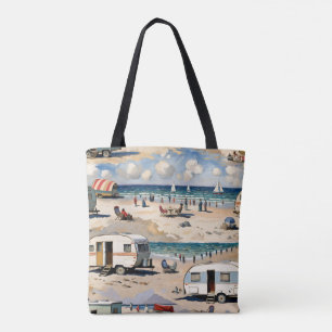 Bolsa Tote Summer Vibes, Vintage Caravan na praia