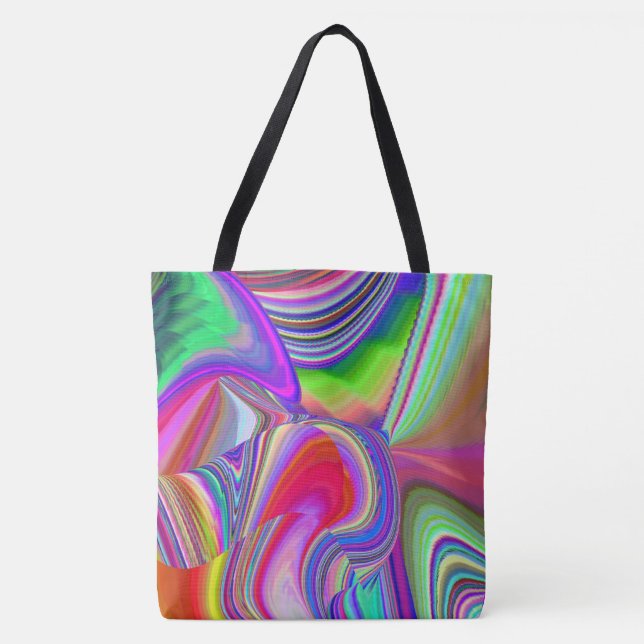 Bolsa Tote Summerrainbow, Abstrato 3D Rainbowart (Frente)