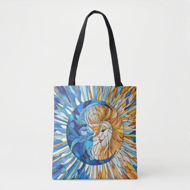 Bolsa Tote Sun e Moon Mosaico Art (Frente)