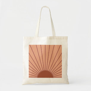 Bolsa Tote Sun Earth Tones Sunrise Rust castanha Retro Sunsho