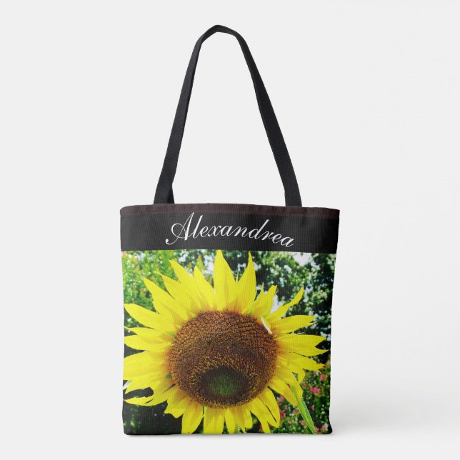 Bolsa Tote Sun Flower no sol personalizado com nome (Verso)