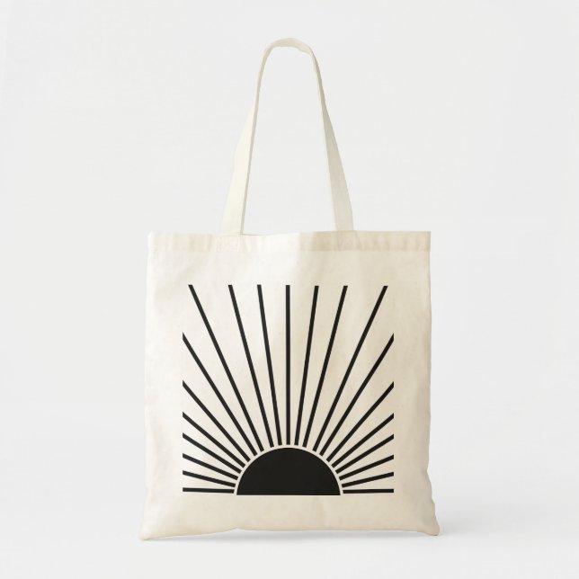 Bolsa Tote Sun Sunrise Black And White Abstrato Sunshine (Frente)