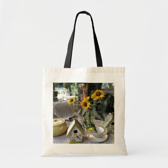 Bolsa Tote Sunflower e Bird House Completos Exibição de outon (Frente)