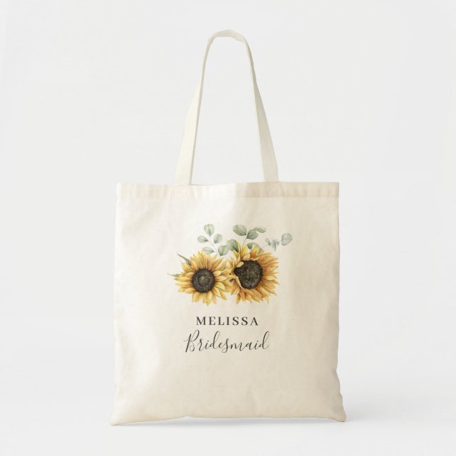 Bolsa Tote Sunflower Eucalyptus Floral Wedesmaid (Frente)