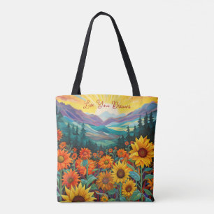 Bolsa Tote Sunflower Valley Mounts - Citações de Pintura