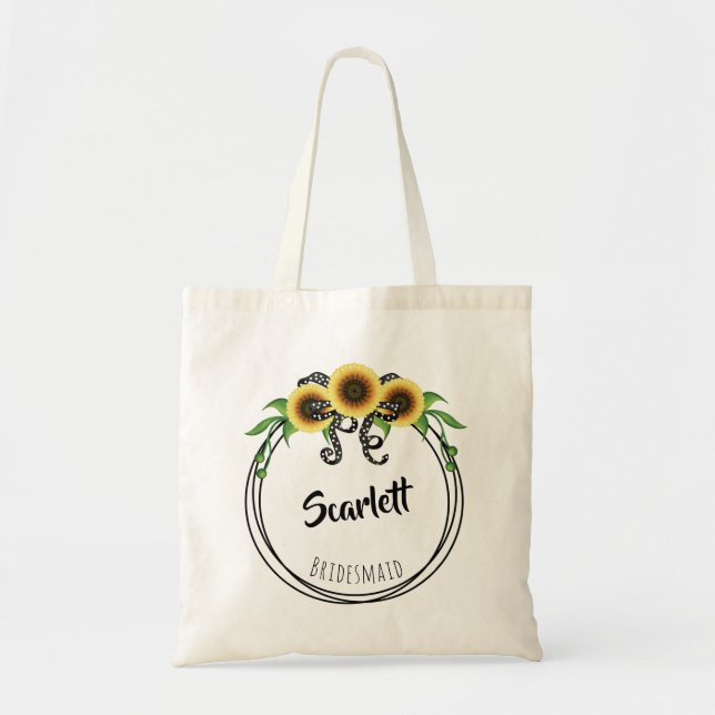 Bolsa Tote Sunflower Wreath Bridesmaid (Frente)