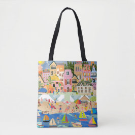 Bolsa Tote Sunny Beach Town Happy Vacist
