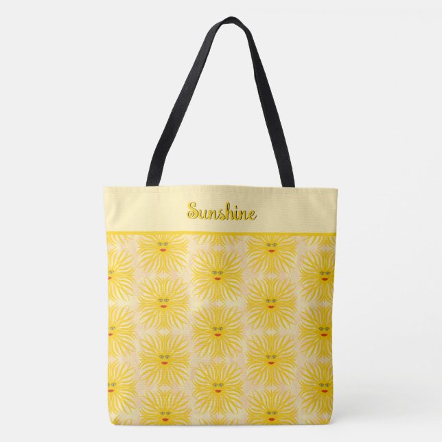 Bolsa Tote Sunny Yellow Red Face Kids Beach Impressão (Frente)