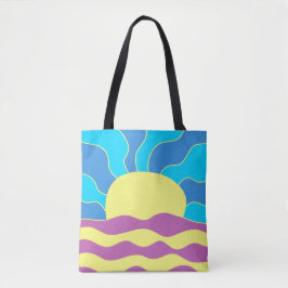 Bolsa Tote Sunrise e Ondas Abstrato
