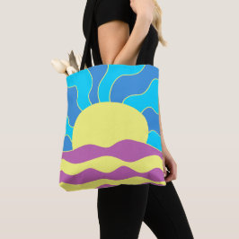 Bolsa Tote Sunrise e Ondas Abstrato