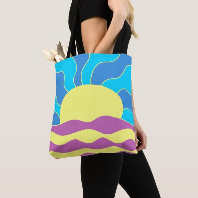 Bolsa Tote Sunrise e Ondas Abstrato (Close Up)