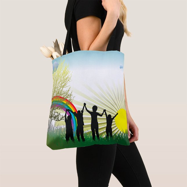 Bolsa Tote Sunrise Rainbow Children (Criador carregado)