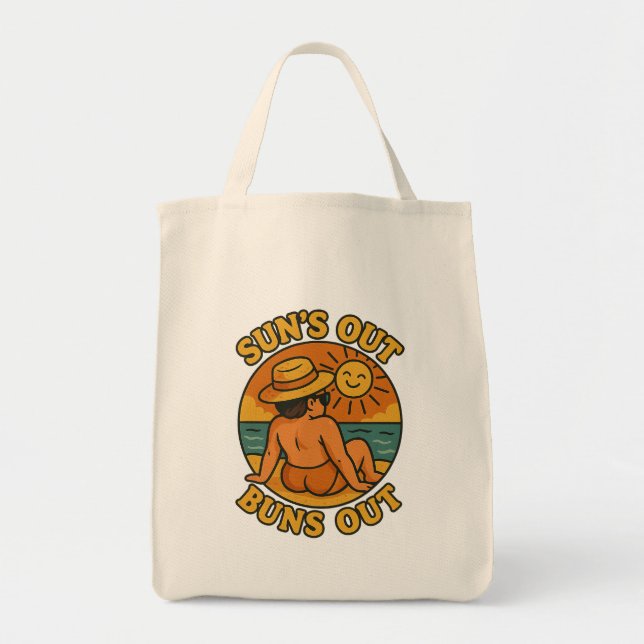 Bolsa Tote Suns Out Buns Out Funny Summer Beach (Frente)