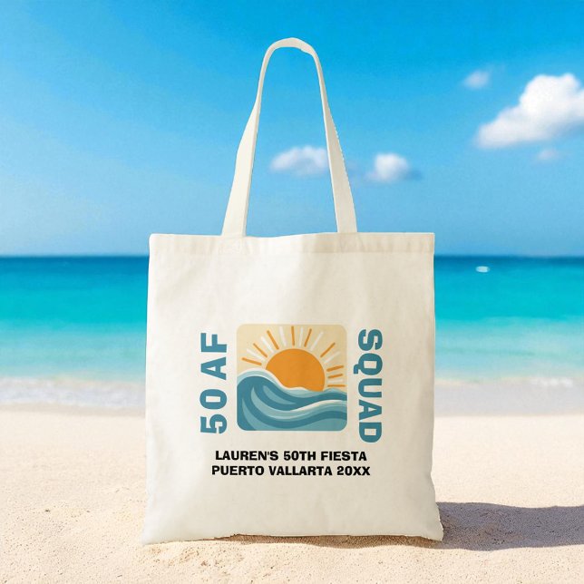 Bolsa Tote Sunset Beach 50 AF Crew Cute Aniversário (Criador carregado)