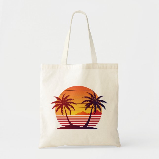 Bolsa Tote Sunset com Palm Trees Vetor-98803 (Frente)
