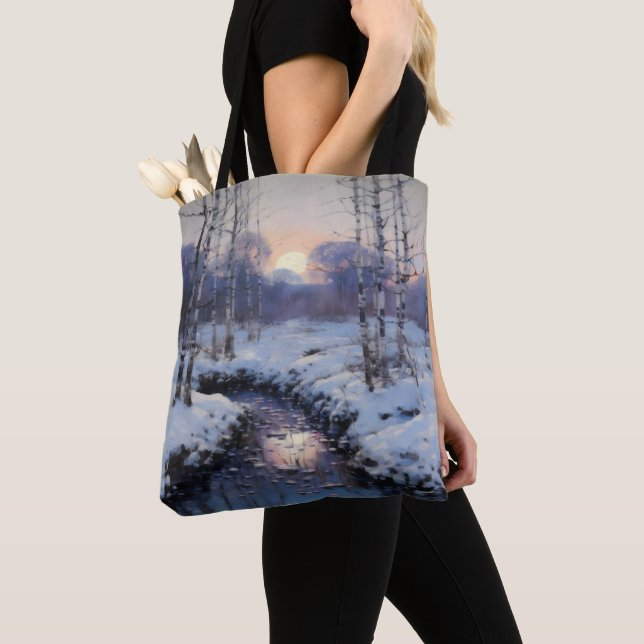 Bolsa Tote Sunset da Floresta de inverno (Close Up)