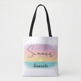 Bolsa Tote Sunset de Verão de Praia em Pastel