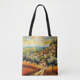 Bolsa Tote Sunset on Tuscany Valley Painting Italy Viagem