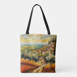 Bolsa Tote Sunset on Tuscany Valley Painting Italy Viagem