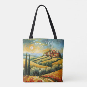 Bolsa Tote Sunset on Tuscany Valley Painting Italy Viagem