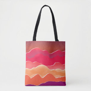 Bolsa Tote Sunset Picos Modernos de Arte de Colagem de Papel