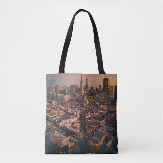 Bolsa Tote Sunset Sobre O Distrito Financeiro De São Francisc (Frente)