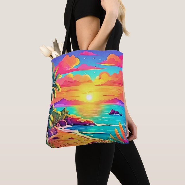 Bolsa Tote Sunset tropical: Céu vívido (Close Up)