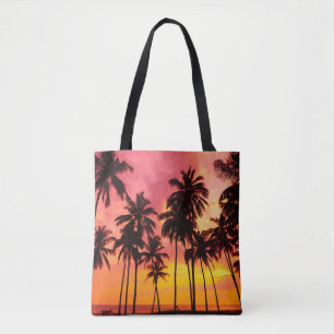 Bolsa Tote Sunset Tropical: Serenidade Silhueta Palma.