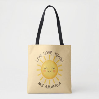Bolsa Tote Sunshine Live Love Teach Personalized Teacher