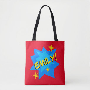 Bolsa Tote Super-herói de nome personalizado