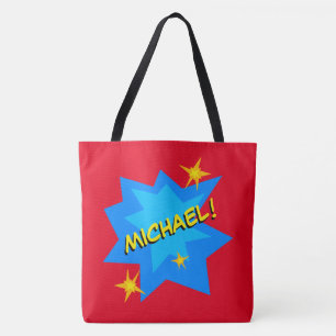 Bolsa Tote Super-herói de nome personalizado